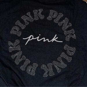 EUC PINK Victoria's Secret Black Tee with BLING